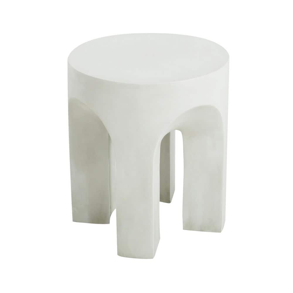 "18"" Antique White Round Concrete Outdoor Side Table, Accent Table for Outdoor and Indoor Use" price history on PriceWatchPro