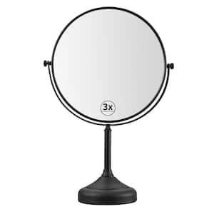 8 in. W x 8 in. H Small Round 1x/3x Magnifying Tabletop Makeup Mirror in Black