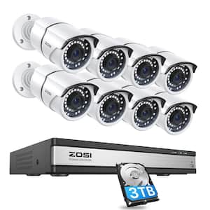 16-Channel 4K POE Security Cameras System with 3TB Hard Drive and 8 Wired 5MP Outdoor IP Cameras, 120 ft. Night Vision