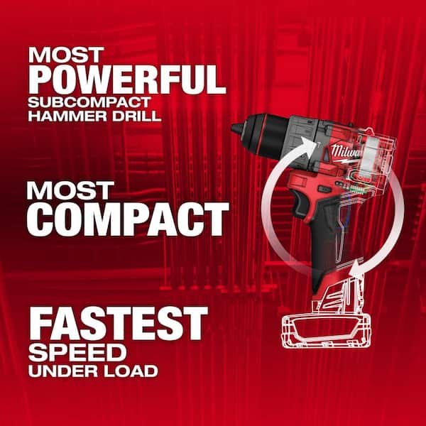 Milwaukee - M12 FUEL 12-Volt Lithium-Ion Brushless Cordless 1/2 in. Hammer Drill Kit with 1 Compact 2.0Ah Battery Pack and 1 Charger