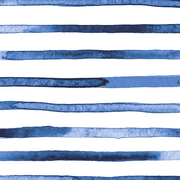 Unbranded Watercolor Blue Stripes Peel and Stick Vinyl Wallpaper