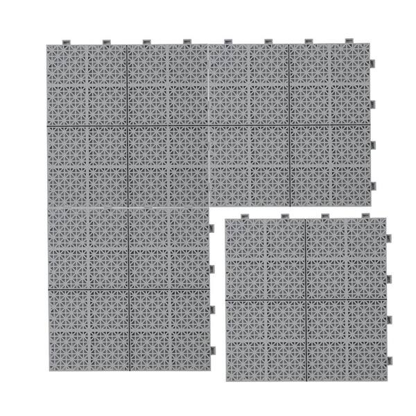 Siavonce 1 ft. x 1 ft. Interlocking Plastic Deck Tiles in Gray Waterproof Outdoor Composite Shower Balcony Porch (Pack of 1)