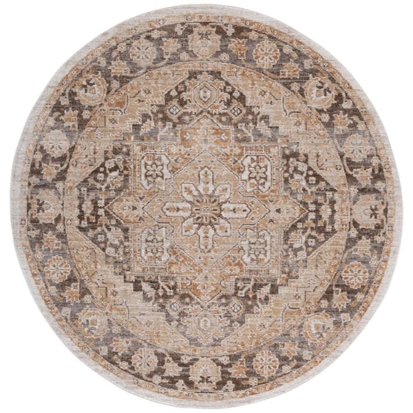Hazel 6 ft. x 6 ft. Gold/Brown Distressed Medallion Round Area Rug