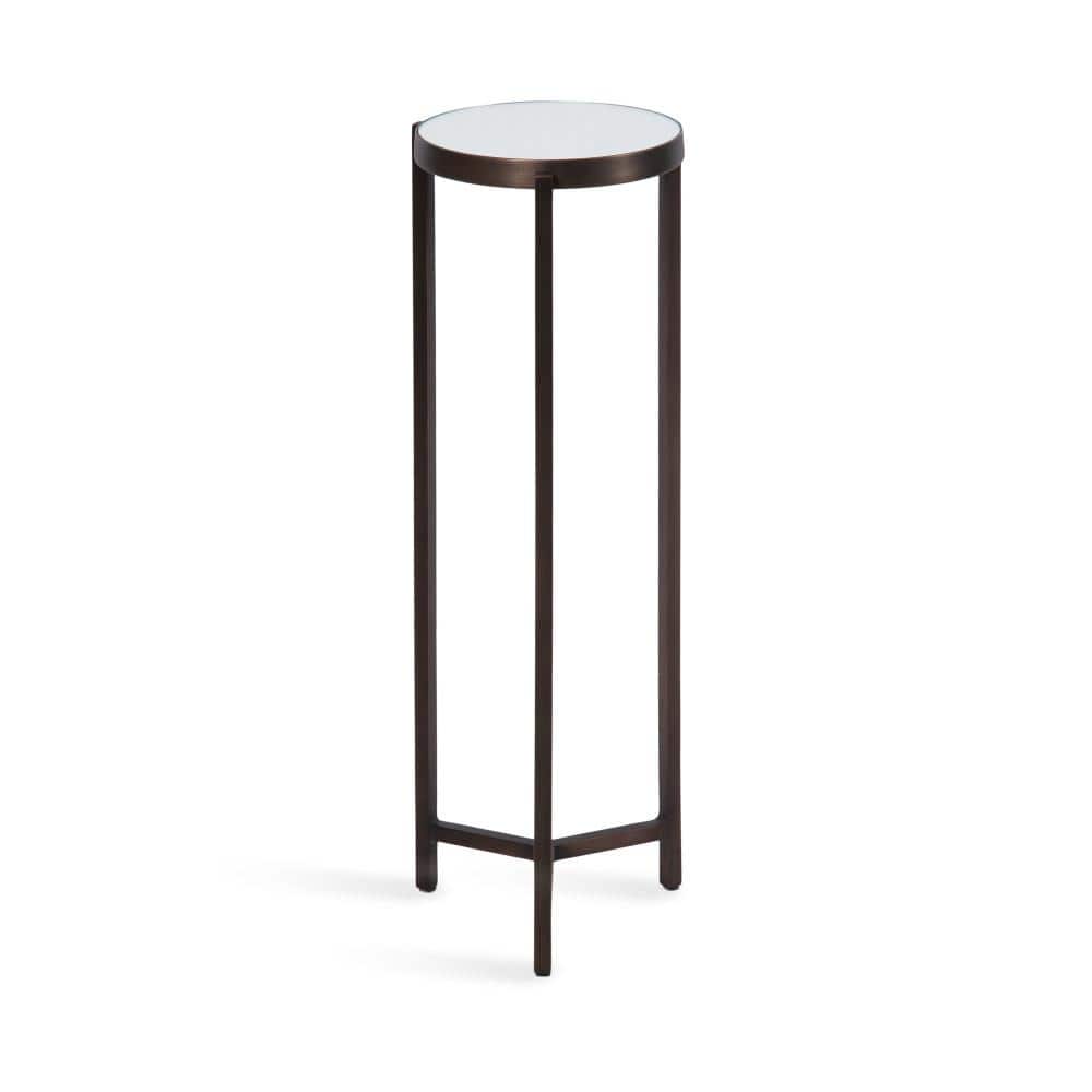 Bronze Metal Mirrored Round Drink Table, 9 x 9 x 23