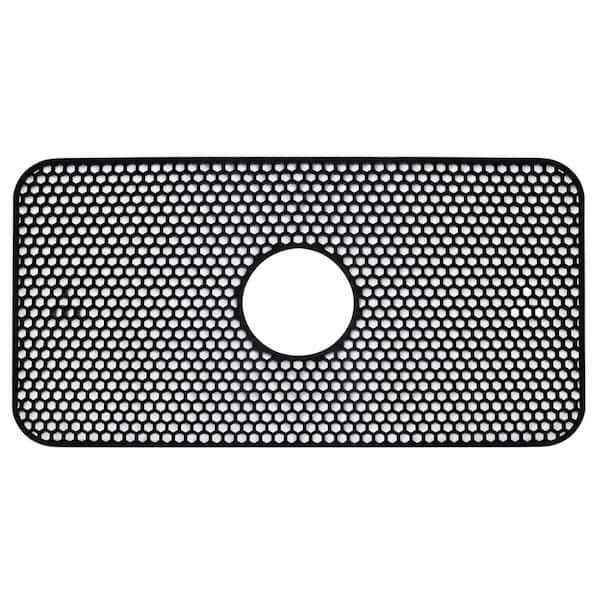 24.8 in. Silicone Farmhouse Kitchen Sink Protector Mat with Center Drain Opening and 500 Degree F Heat Resistance