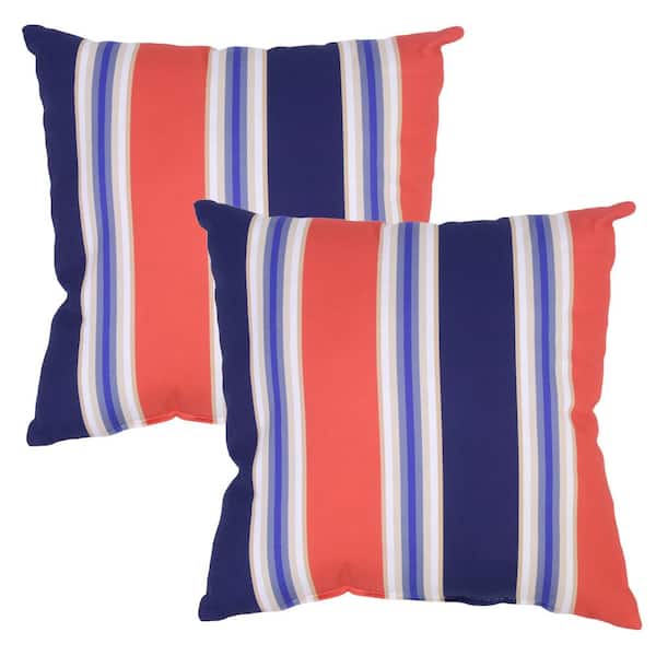 Plantation Patterns Poolside Stripe Square Outdoor Throw Pillow (2-Pack)