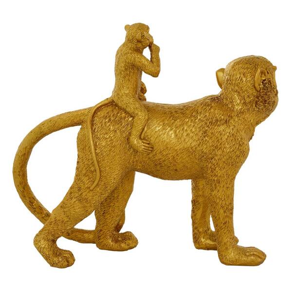 Litton Lane Gold Polystone See No Evil Monkey Sculpture (Set of 3) 98686 -  The Home Depot