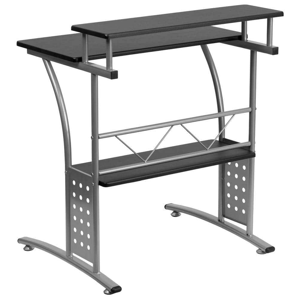 Black Laminate 31" Computer Desk with Keyboard Tray