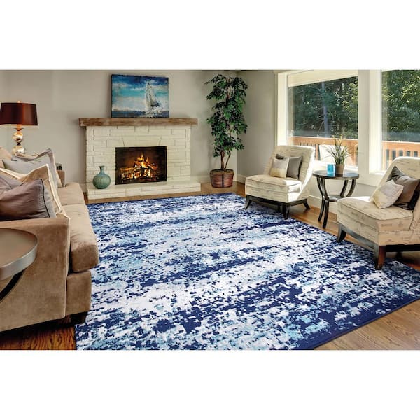 Flash Furniture ACD-RGTRZ860-55-BL-GG 5 x 5 ft. Jubilee Collection Abstract Round Area Rug Blue