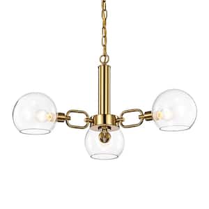 Andres 27 in. 3-Light Indoor Gold Chandelier with Light Kit