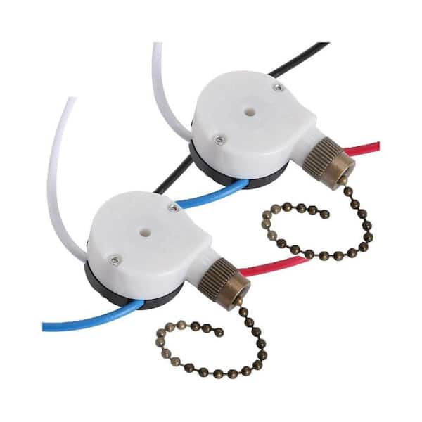 Ceiling Fan Pull Chain Switch ZE-208s 3 Speed 4 Wire Bronze Replacement Part with Connector 2-Pack