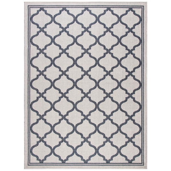 SAFAVIEH Martha Stewart Silver/Gray 9 ft. x 12 ft. Border Lattice Trellis Indoor/Outdoor Area Rug