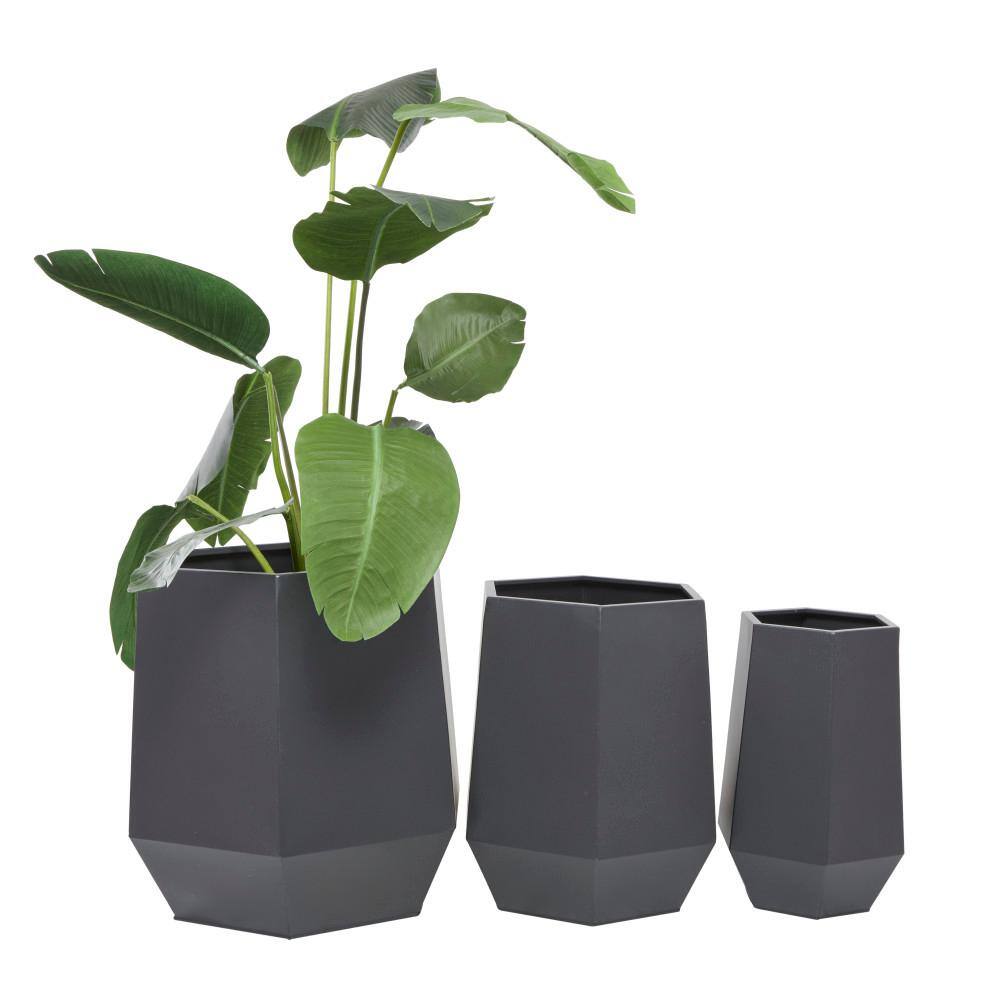 Extra Large Modern Matte Gray Metal Round Planter