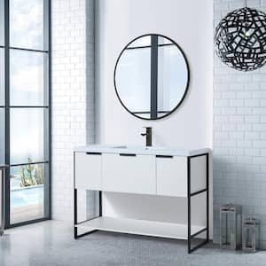 47-1/4 in. W x 18-1/8 in. D x 34-1/4 in. H Bath Vanity in White Straight Grain with White Resin Top