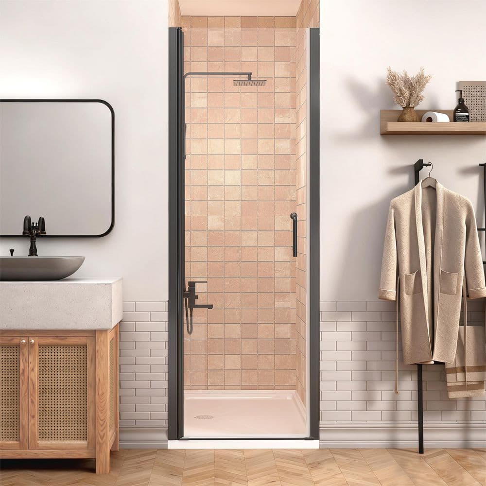 30 to 31 - 1/4 in. W x 72 in. H Pivot Swing Frameless Shower Door in Black with Clear Glass price history on PriceWatchPro