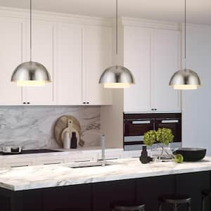 Octavia 1-Light Brushed Nickel Pendant with Frosted White Glass Shade