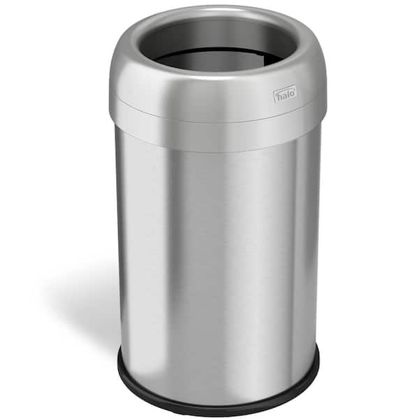 HALO 13 Gal. Round Open Top Commercial Grade Stainless Steel Trash Can and Recycle Bin with Dual-Deodorizer