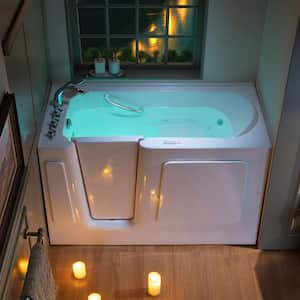 Acrylic 60 in. x 30 in. Left Hand Walk-In Air And Whirlpool Jets Hot Tub in White With Quick Fill Faucet