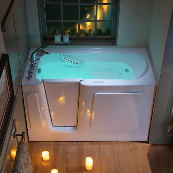 WOODBRIDGE Acrylic 60 in. x 30 in. Left Hand Walk-In Air And Whirlpool Jets Hot Tub in White With Quick Fill Faucet