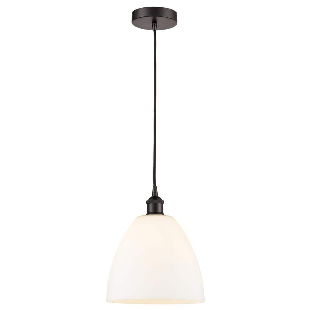 Edison Dome 60-Watt 1-Light Oil Rubbed Bronze Standard Mini Pendant Light with Painted Glass Shade, No Bulbs Included price history on PriceWatchPro