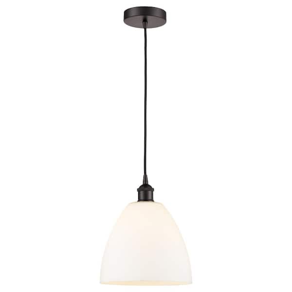Edison Dome 60-Watt 1-Light Oil Rubbed Bronze Standard Mini Pendant Light with Painted Glass Shade, No Bulbs Included