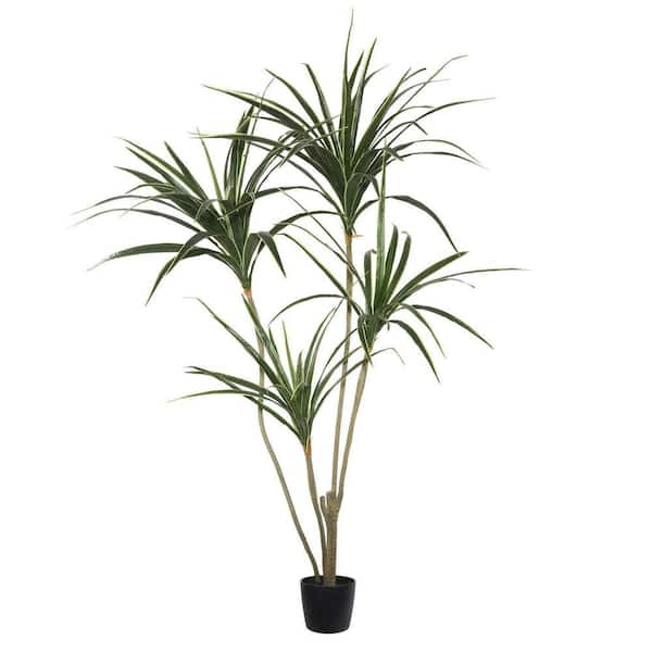 4.5 in. Artificial Yellow Edge Yucca with Pot Green and Yellow