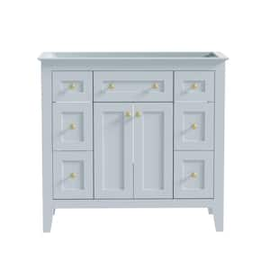 35.51 in. W x 17.83 in. D x 33.38 in. H Bath Vanity Cabinet without Top in Light Blue with 6-Drawers