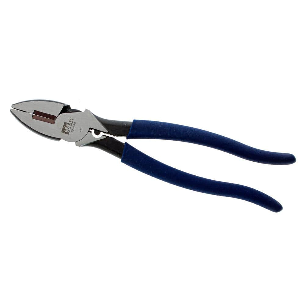 IDEAL 9-1/2 in. Dipped Grip Linesman Plier with New England Nose, Crimping Die and Fish Tape Puller