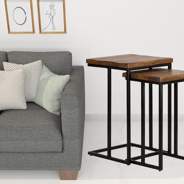 HomeRoots 16 in. Square Mahogany Solid Wood End Table