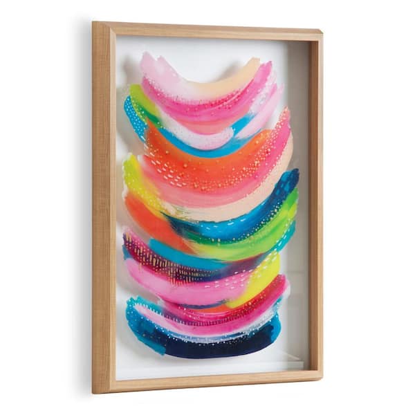 Kate and Laurel Blake "Bright Abstract" by Jessi Raulet of EttaVee Framed Printed Glass Wall Art 18 in. x 24 in.