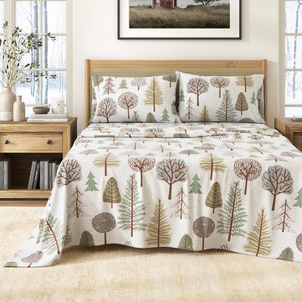 FRESHFOLDS Lodge Inspired Turkish Cotton Flannel Sheet Set, Twin
