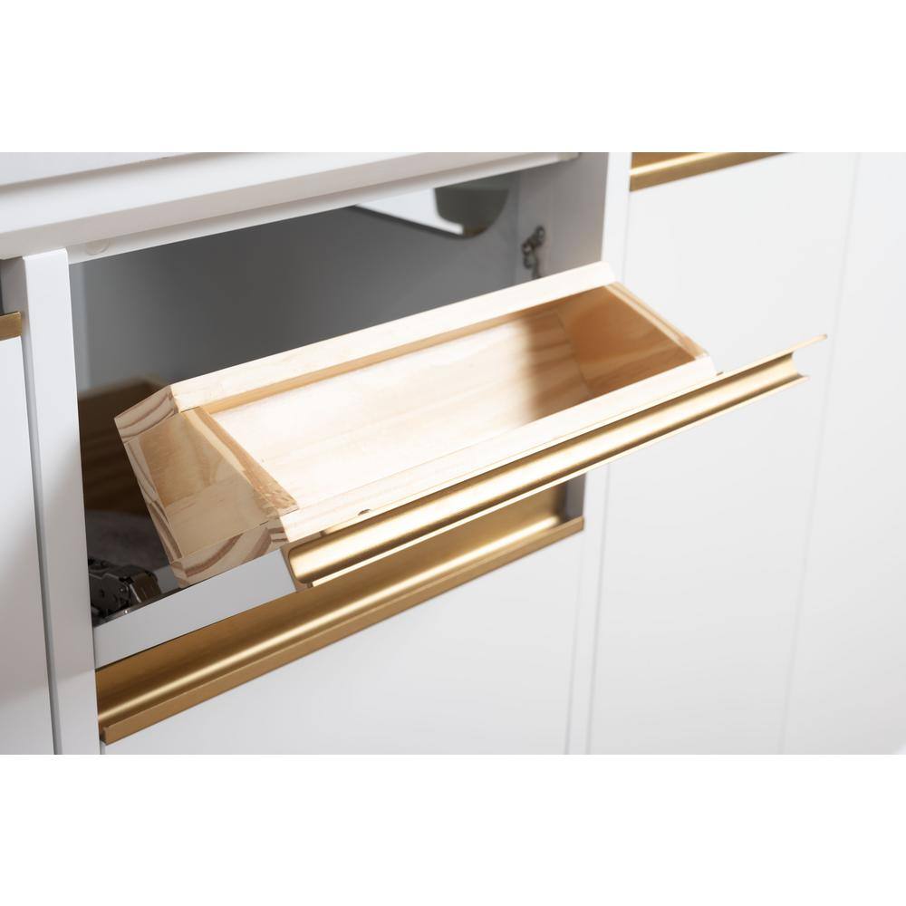 48" White MDF Freestanding Bathroom Vanity with Gold Accents