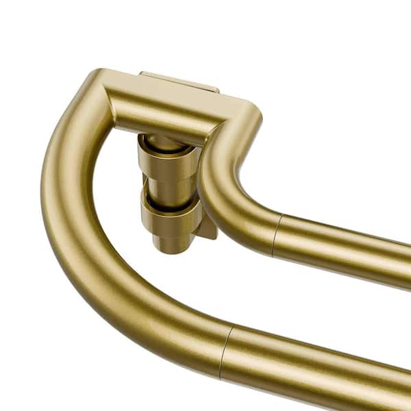 32 in. - 144 in. Adjustable 0.75 in. Double Curtain Rod in Gold