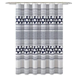 72 in. x 72 in. Navy Single Elephant Stripe Shower Curtain