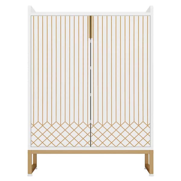 BYBLIGHT 41 in. H x 29.52 in. W White Wood Shoe Storage Cabinet 5-Tier Shoe Rack Organizer Cabinet, Freestanding Storage Cabinet