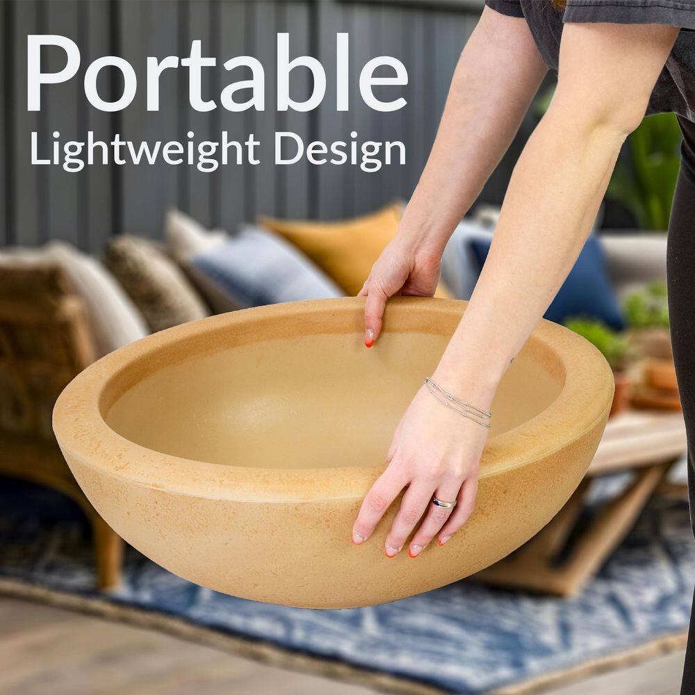 Percival Sand Polyresin Round Outdoor Planter, 20.75"