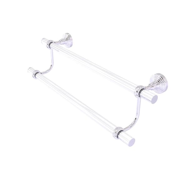 Allied Brass Pacific Grove Collection 18 in. Wall Mounted Double Towel Bar with Twisted Accents in Polished Chrome
