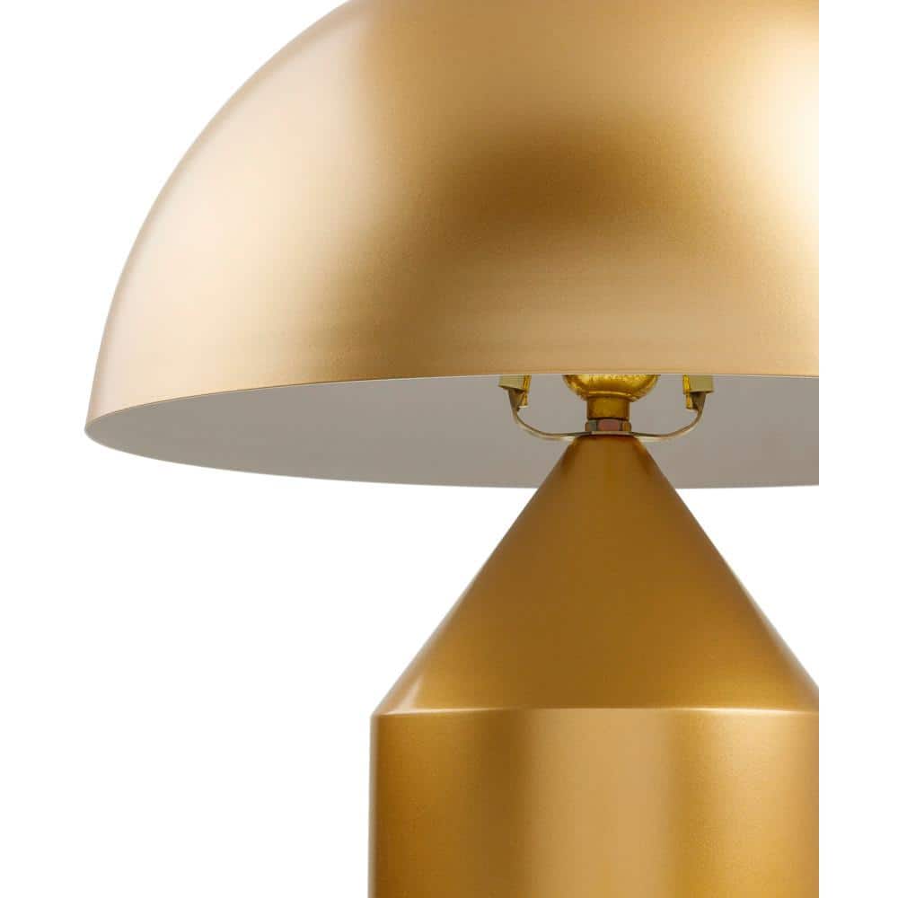 Elder Gold Metal Cylinder Table Lamp with White Shade