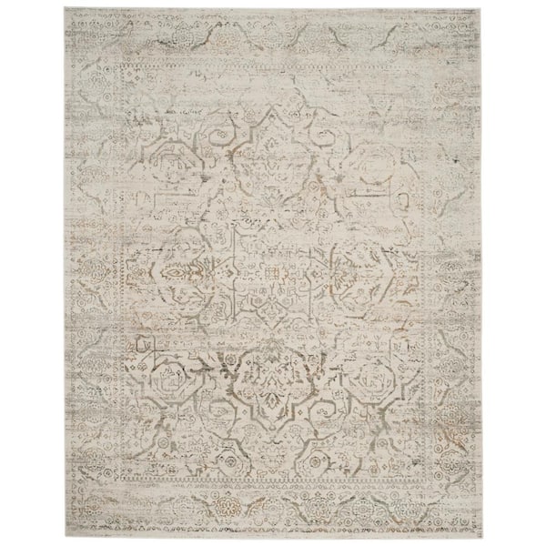 Princeton 6 ft. x 9 ft. Beige/Gray Floral Border Area Rug