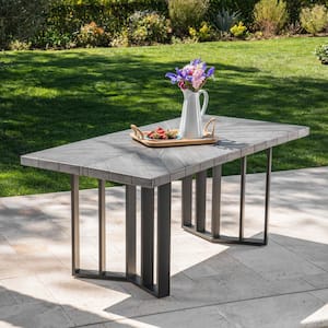 Verona Gray Oak Rectangular Outdoor Textured Light Weight Concrete Dining Table