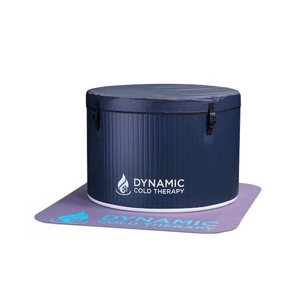 Dynamic Series 1-Person 0 Jet Round Inflatable Cold Plunge Tub with Ground Mat and Locking Cover