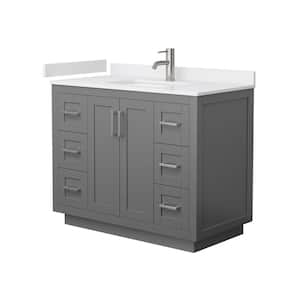 Miranda 42 in. W x 22 in. D x 33.75 in. H Single Sink Bath Vanity in Dark Gray with White Cultured Marble Top