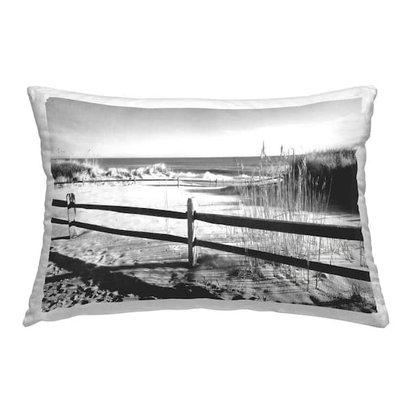Stupell Industries Beach Fence Shadow Black Print Polyester 14 in. x 20 in. Throw Pillow