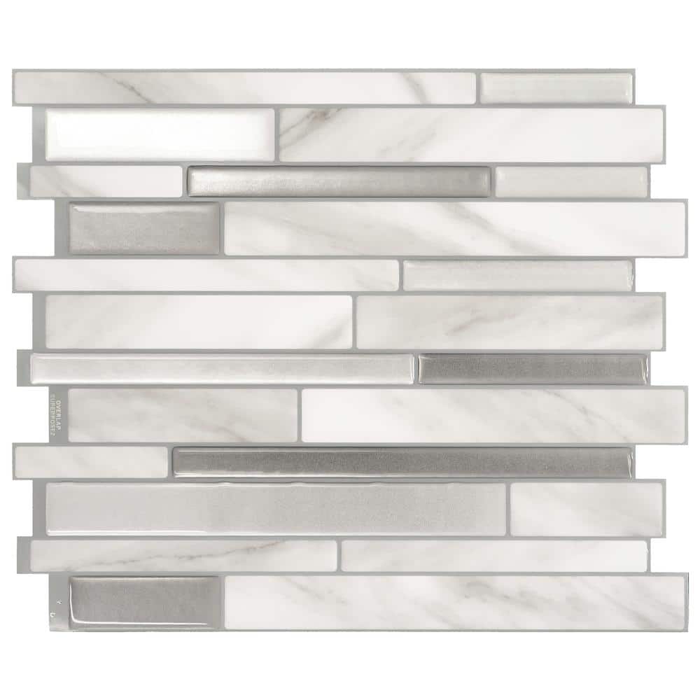 Smart Tiles Metro Carrera Gray Marble 10-in x 11-in Glossy Resin Brick  Subway Peel and Stick Wall Tile (2.21-sq. ft/ Carton) in the Tile  department at