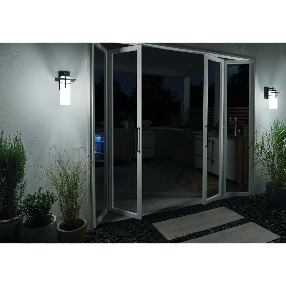Bronze 14.75" Outdoor Wall Lantern with Opal Glass