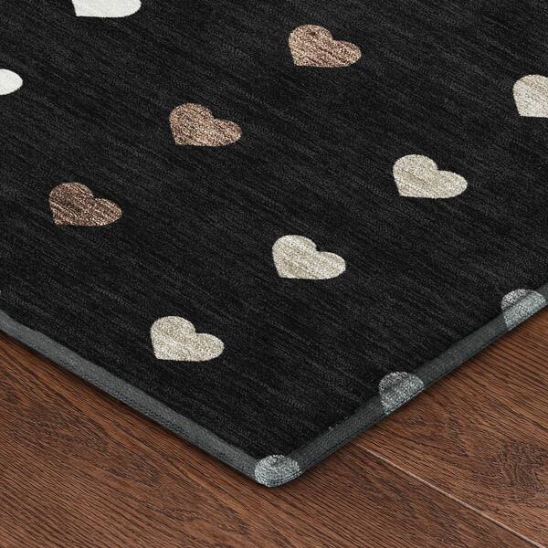 Mayfield Premium Machine Washable Abstract AMF2510 Black 3 ft. x 5 ft. Area Rug