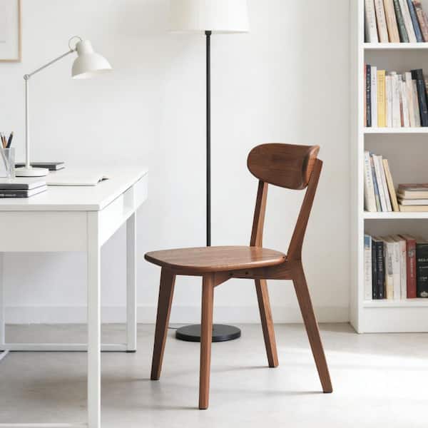 Walnut Brown Solid Wood Outdoor Dining Chair, Armless Patio Chair