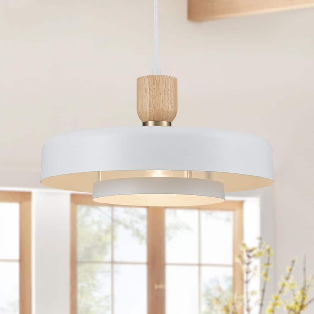White Nordic 1-Light 2 Tiers Metal Hanging Pendant Light