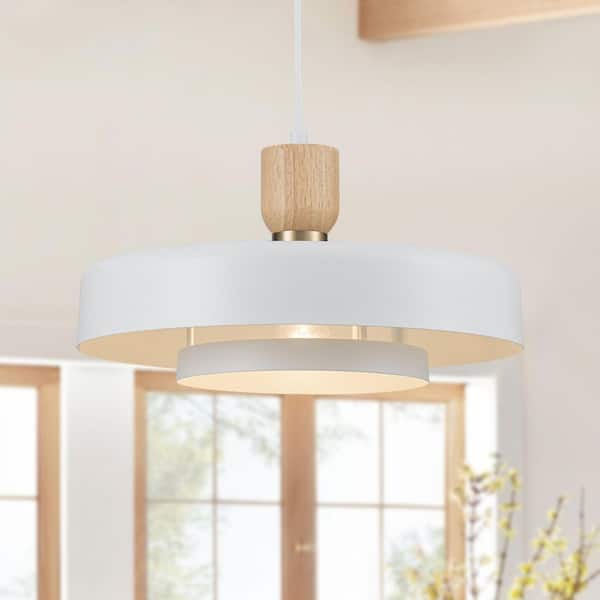 White Nordic 1-Light 2 Tiers Metal Hanging Pendant Light