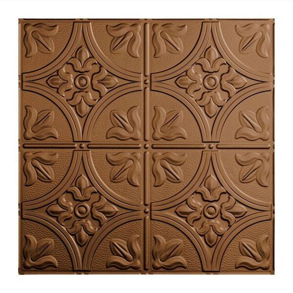 Fasade Traditional Style #2 2 ft. x 2 ft. Argent Bronze Vinyl Lay-In Ceiling Tile
